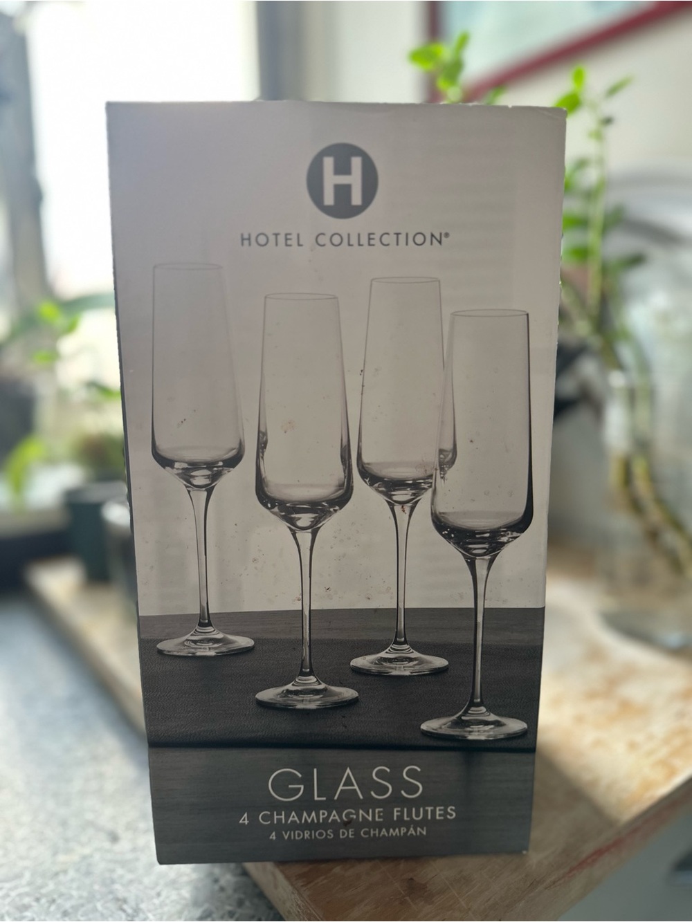 Hotel Collection Clear Glass Champagne Flutes - Set of Four